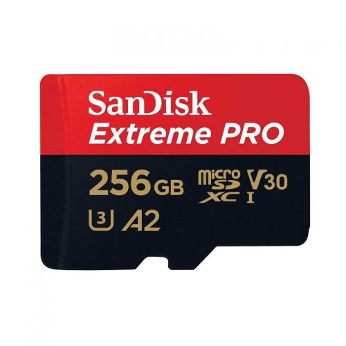 SanDisk 256GB Extreme Pro microSD UHS I Card for 4K Video on Smartphones, Action Cams & Drones 200MB/s Read, 140MB/s Write, SDSQXCD 256G GN6MA, Red/Black